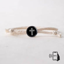 Load image into Gallery viewer, Daily Bible Verse Smart Bracelet - Modern Cross - Woven Cord: Jet