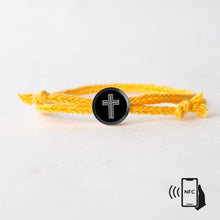 Load image into Gallery viewer, Daily Bible Verse Smart Bracelet - Modern Cross - Woven Cord: Jet