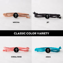 Load image into Gallery viewer, Daily Bible Verse Smart Bracelet - Modern Cross - Woven Cord: Jet