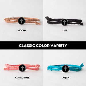 Daily Bible Verse Smart Bracelet - Modern Cross - Woven Cord: Jet