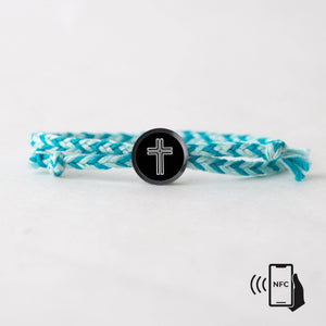 Daily Bible Verse Smart Bracelet - Modern Cross - Woven Cord: Jet