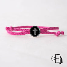 Load image into Gallery viewer, Daily Bible Verse Smart Bracelet - Modern Cross - Woven Cord: Jet