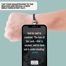 Load image into Gallery viewer, Daily Bible Verse Smart Bracelet - Modern Cross - Woven Cord: Jet