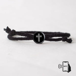 Daily Bible Verse Smart Bracelet - Modern Cross - Woven Cord: Sea Breeze