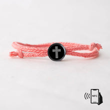 Load image into Gallery viewer, Daily Bible Verse Smart Bracelet - Modern Cross - Woven Cord: Jet