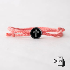 Daily Bible Verse Smart Bracelet - Modern Cross - Woven Cord: Jet