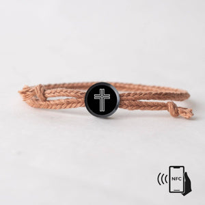 Daily Bible Verse Smart Bracelet - Modern Cross - Woven Cord: Jet