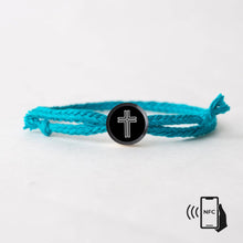 Load image into Gallery viewer, Daily Bible Verse Smart Bracelet - Modern Cross - Woven Cord: Jet