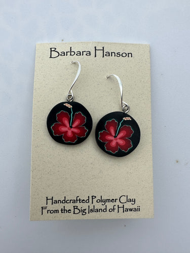Red hibiscus earrings
