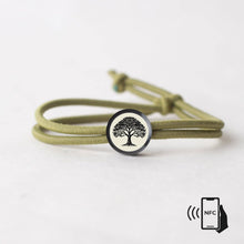 Load image into Gallery viewer, Daily Inspiration Smart Bracelet - Tree of Life - Elastic: Olive / Daily Quote