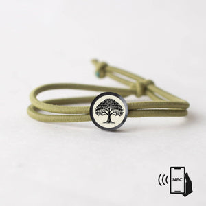 Daily Inspiration Smart Bracelet - Tree of Life - Elastic: Olive / Daily Quote