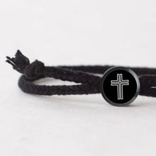 Load image into Gallery viewer, Daily Bible Verse Smart Bracelet - Modern Cross - Woven Cord: Jet