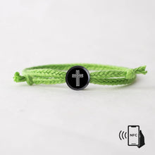 Load image into Gallery viewer, Daily Bible Verse Smart Bracelet - Modern Cross - Woven Cord: Jet