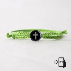 Daily Bible Verse Smart Bracelet - Modern Cross - Woven Cord: Jet